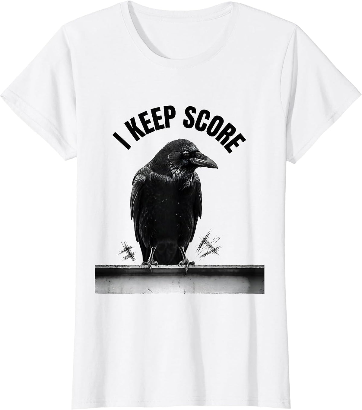 I Keep Score Dark Humor Crow Raven Gothic Halloween T-Shirt - White