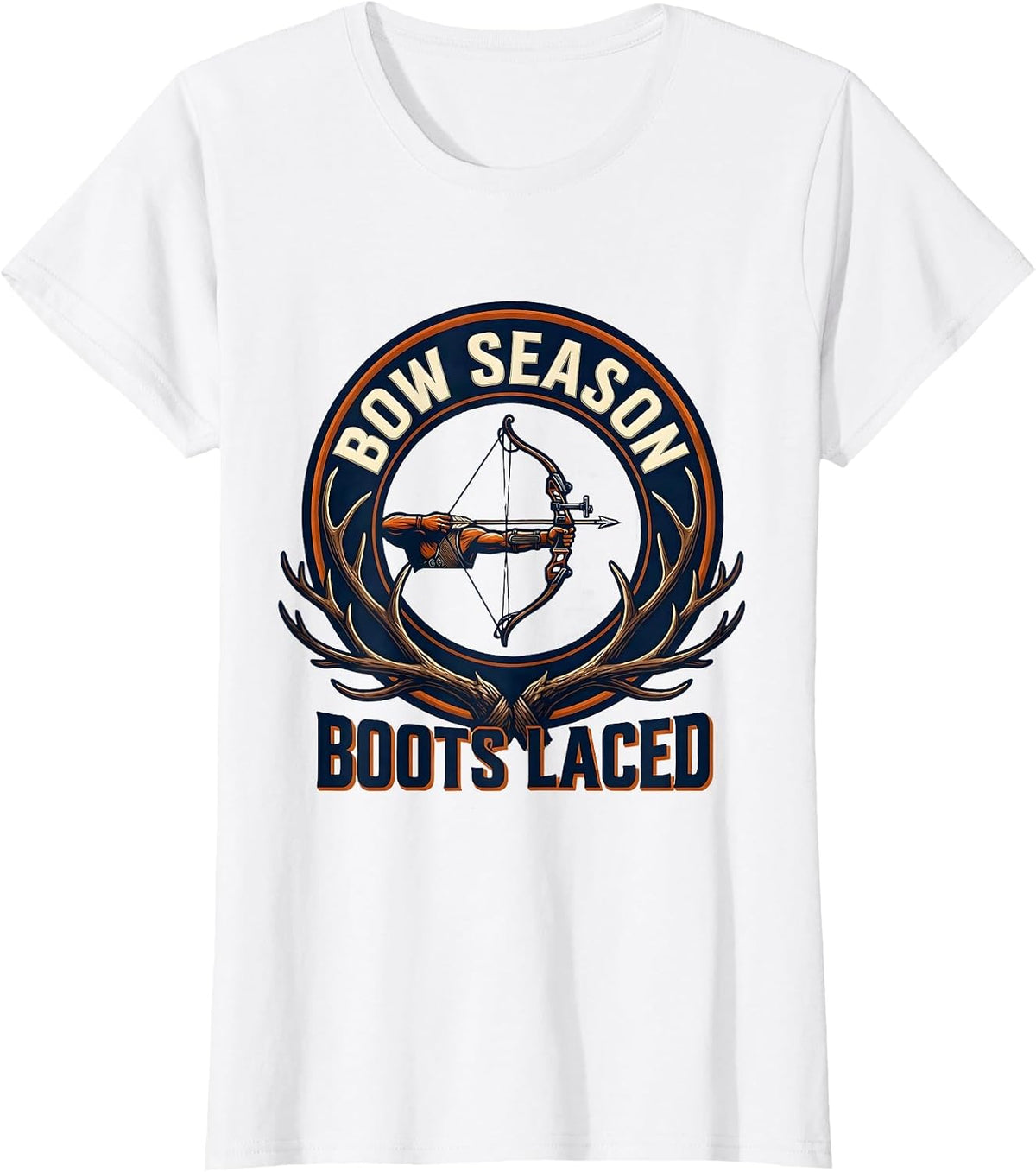 Bow Season Boots Laced Archery Bowhunter Deer Hunting T-Shirt - White