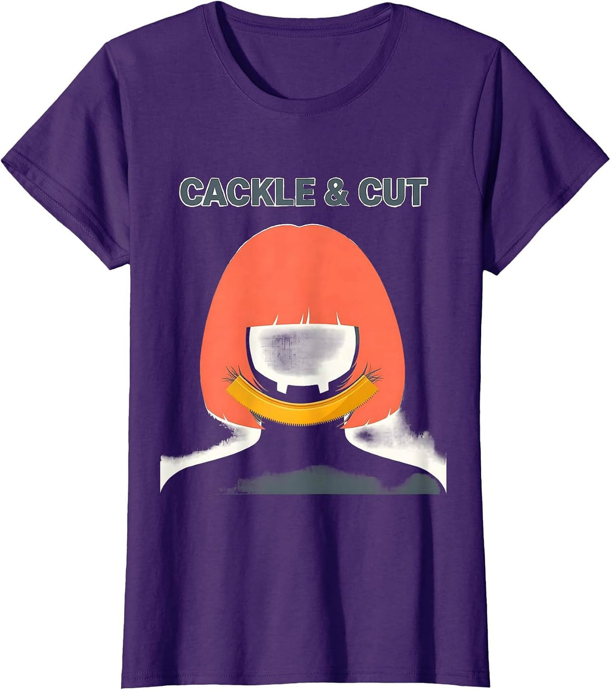 Women's Cackle & Cut Funny Skeleton Hairstylist Halloween Barber T-Shirt - Purple
