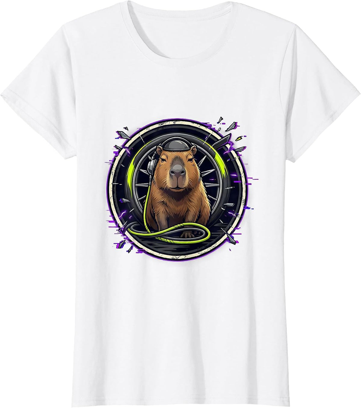 Women's Capybara Gamer Meme Humor Streetwear Gaming Kids T-Shirt - White