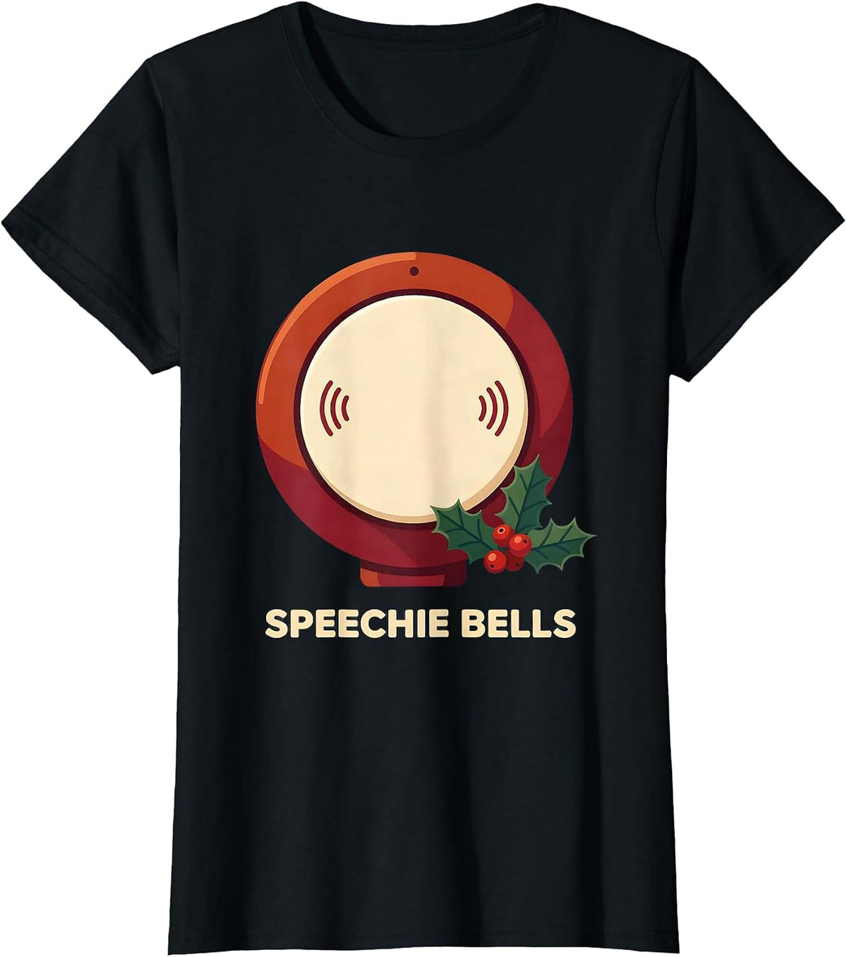 Women's Speechie Bells Funny Speech Therapist SLP Christmas Humor T-Shirt - Black