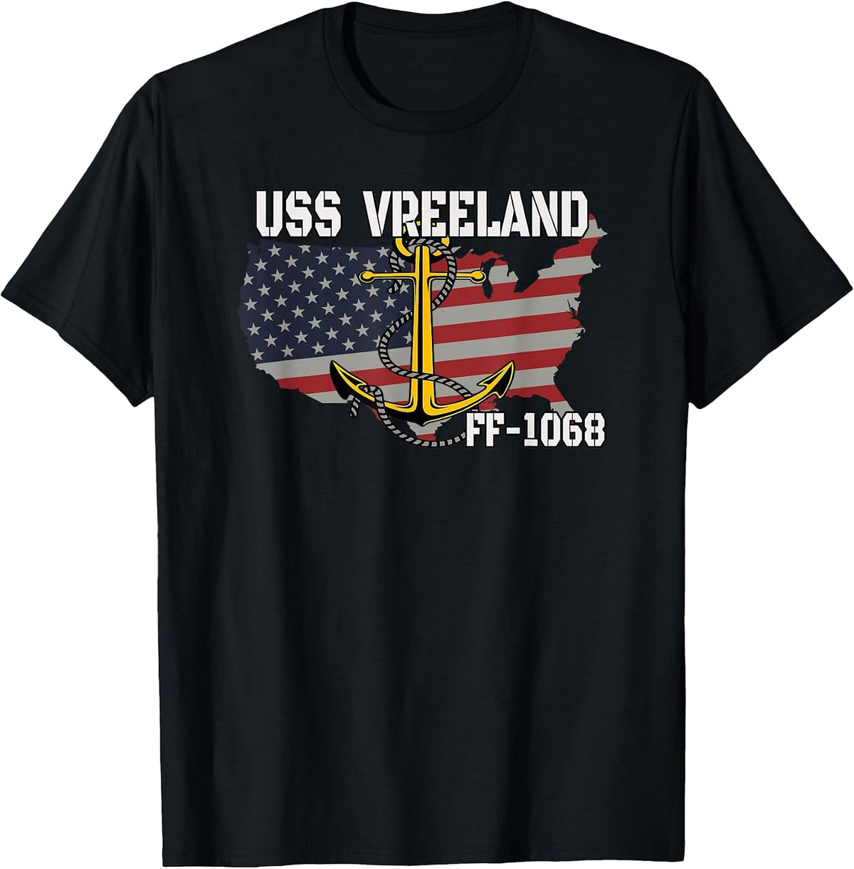 USS Vreeland FF-1068 Frigate Veterans Son Father Grandpa Dad T-Shirt - Black