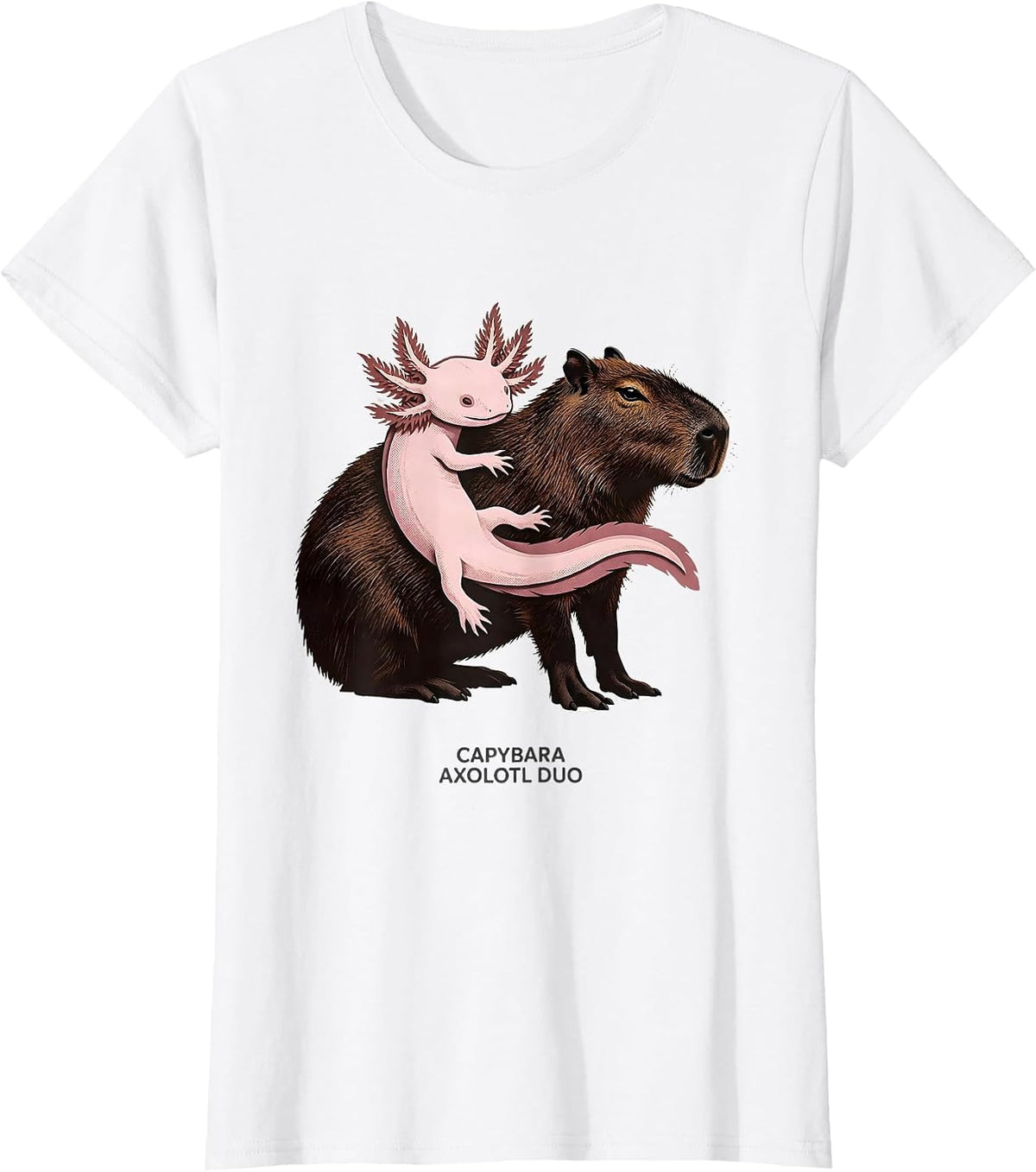 Capybara Axolotl Duo Cute Kawaii Animal Lover Kids Gift T-Shirt - White
