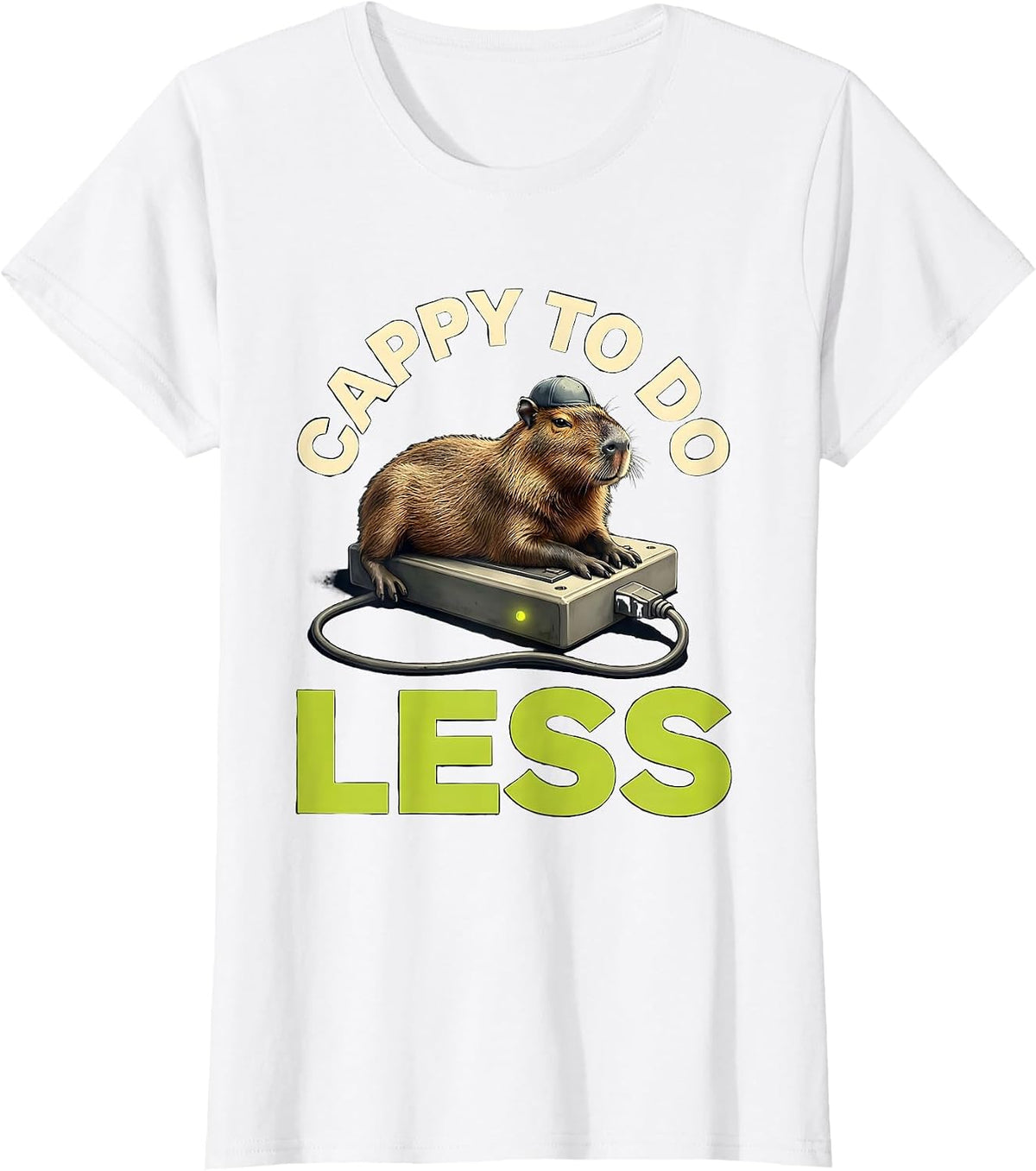cappy to do less Funny Capybara Animal Meme Humor T-Shirt - White