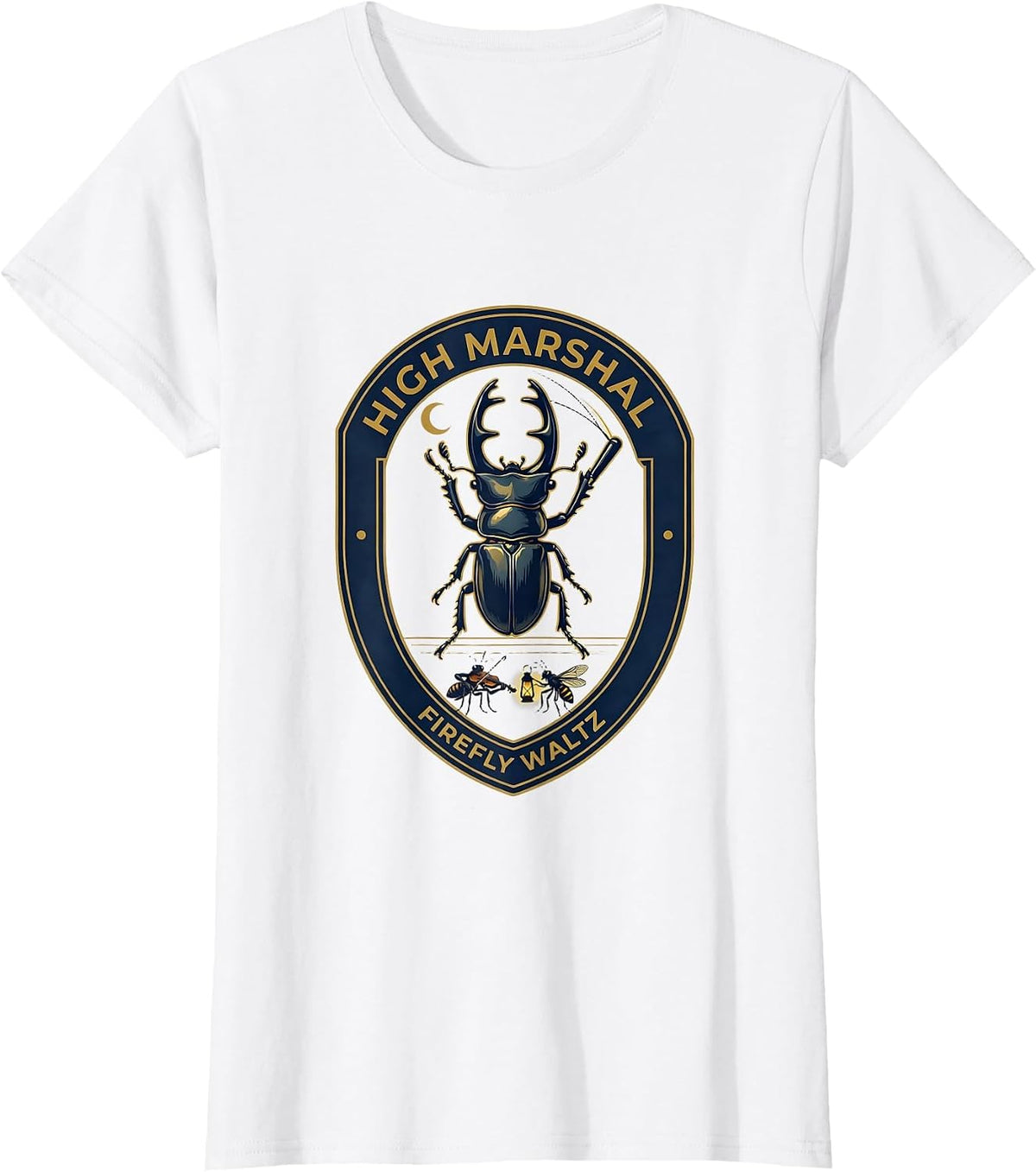 Women's High Marshal Firefly Waltz Vintage Insect Band Nature Lover T-Shirt - White