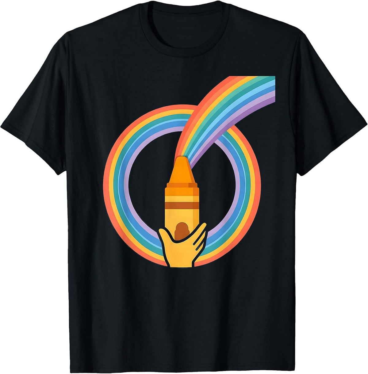 Men's Special Education Teacher Crayon Rainbow Art T-Shirt - Black