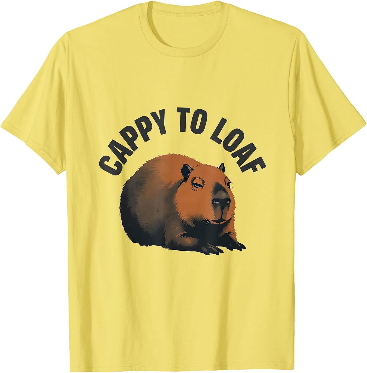 Men's cappy to loaf funny capybara meme animal humor T-Shirt - Lemon Yellow