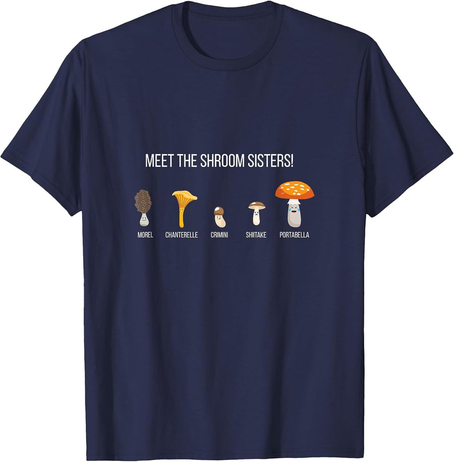 Meet the Shroom Sisters Sweet Mushroom for Women T-Shirt - Navy Blue