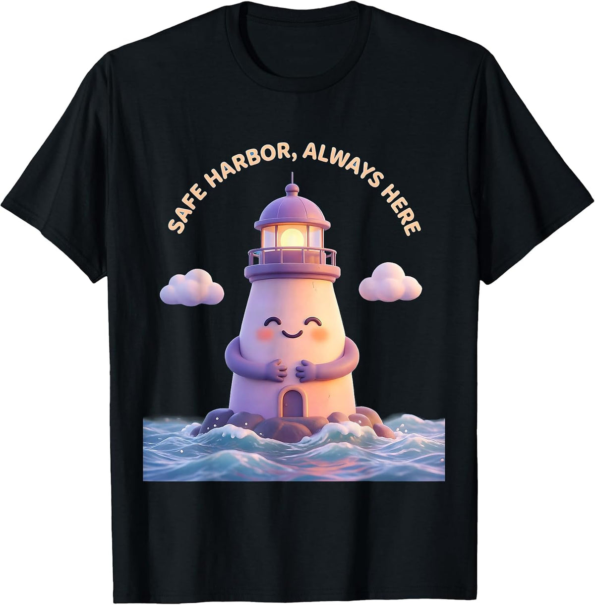 Men's Safe Harbor Always Here Comforting Anchor Design T-Shirt - Black