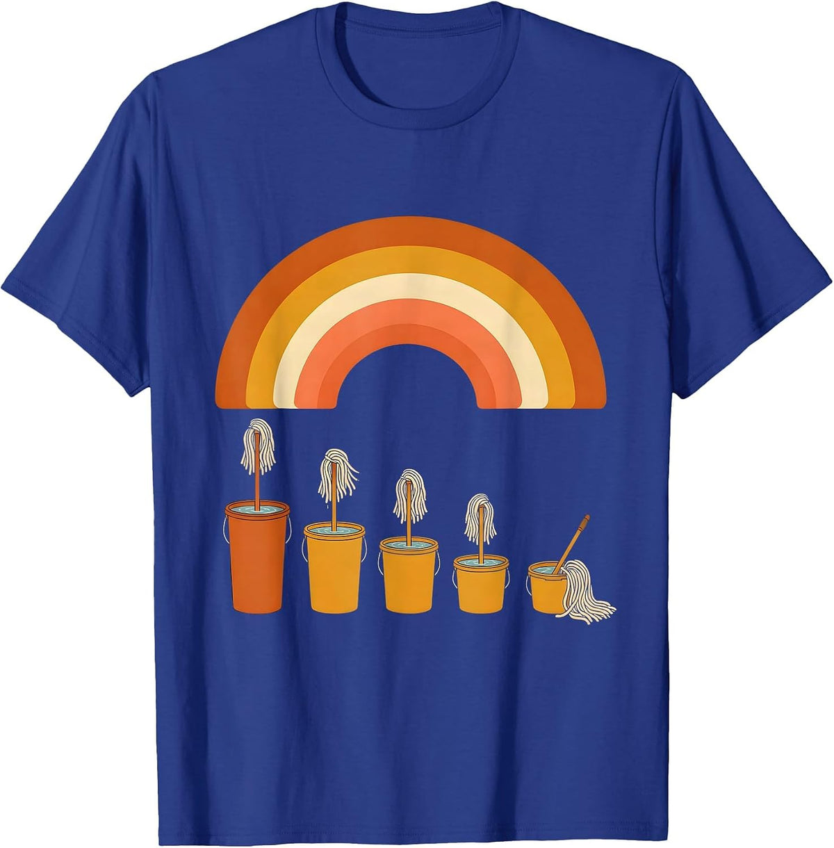 Men's Mop Crew Retro 70s School Custodian Appreciation T-Shirt - Royal Blue
