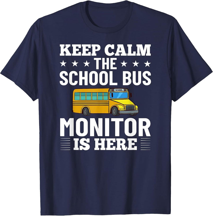 Bus Monitor School Bus Attendant Assistant Appreciation T-Shirt - Navy Blue