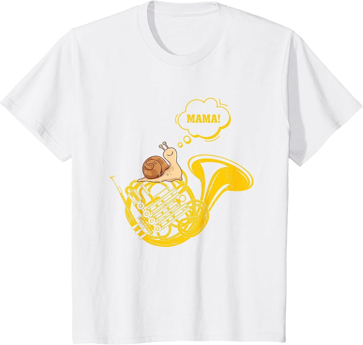 French Horn Snail Mama Funny French Horn Music Player T-Shirt - White