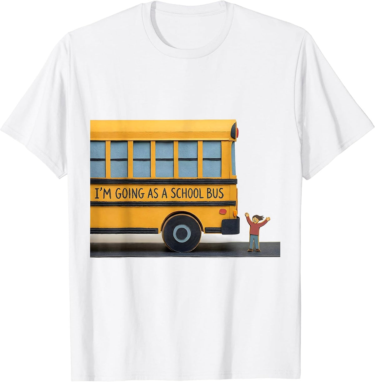 Men's I'm Going As A School Bus Funny Halloween Costume Novelty T-Shirt - White