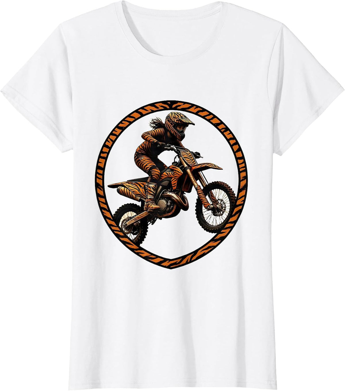 Camo Girl Dirt Bike Rider Graphic Tee T-Shirt - White