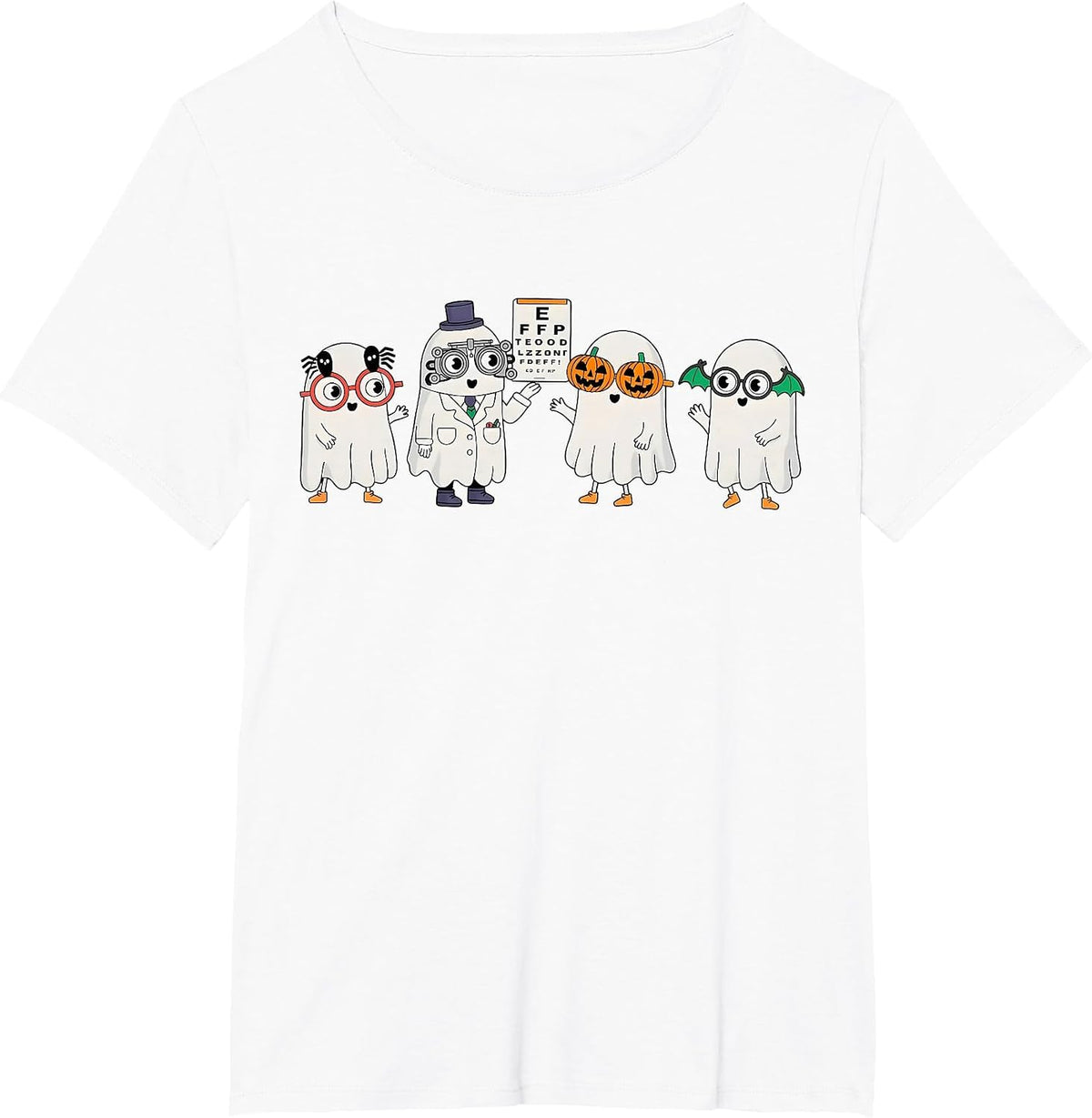 Spooky Ghost Boo Vision Squad Optometrist Halloween Eye Dr T-Shirt - White