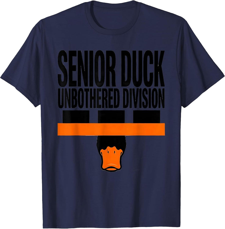 Senior Duck Unbothered Division Funny Duck Novelty Humor T-Shirt - Navy Blue