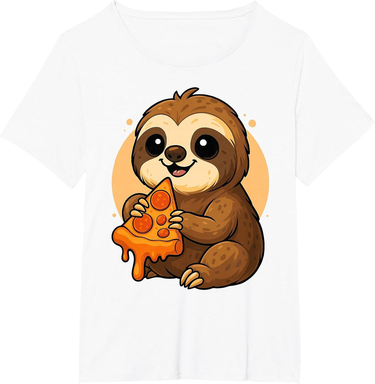 Funny Sloth Food Pizza Graphic Boys Girls Sloth Lovers T-Shirt - White