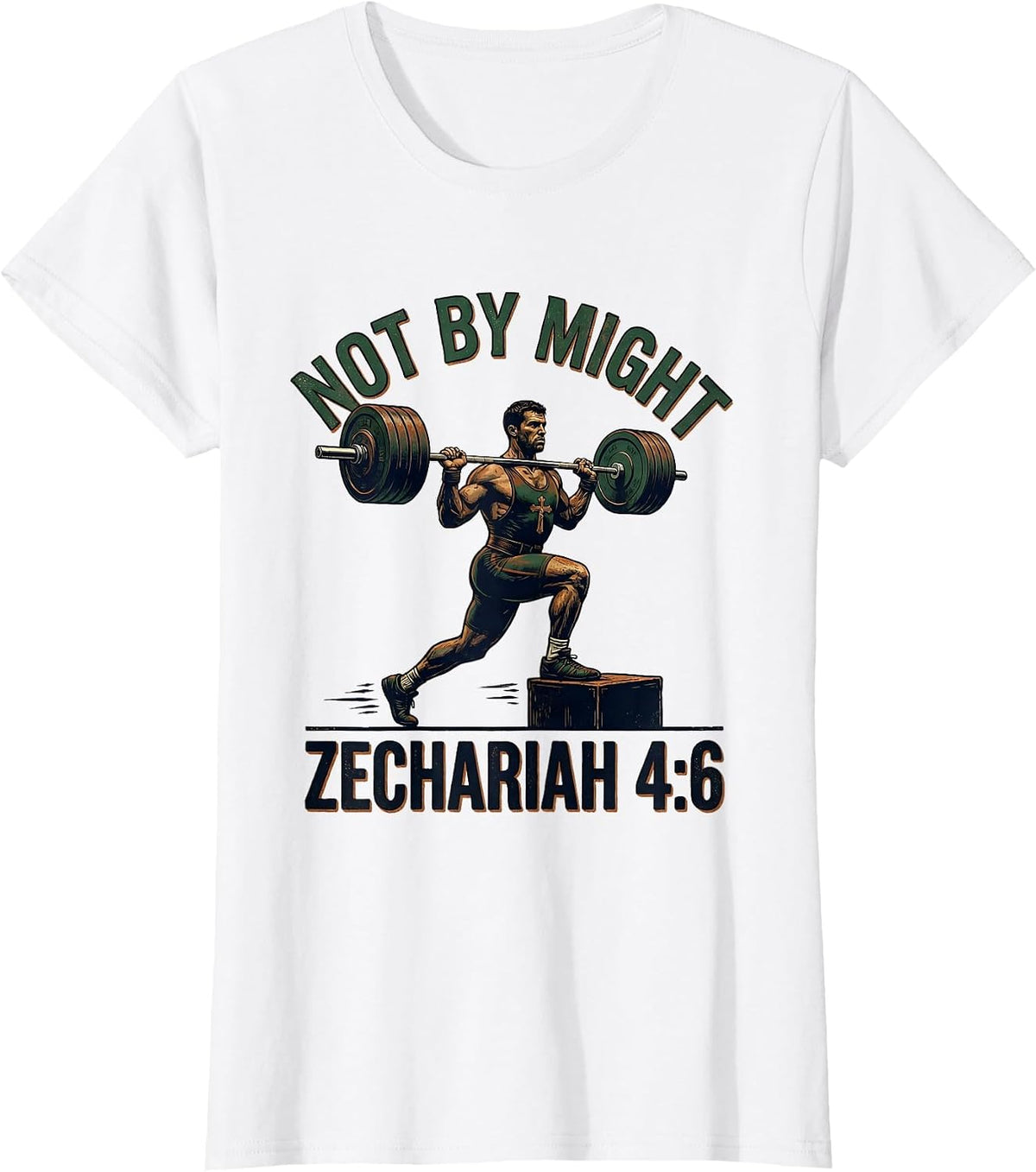 Not By Might Zechariah 46 Vintage Christian Gym T-Shirt - White