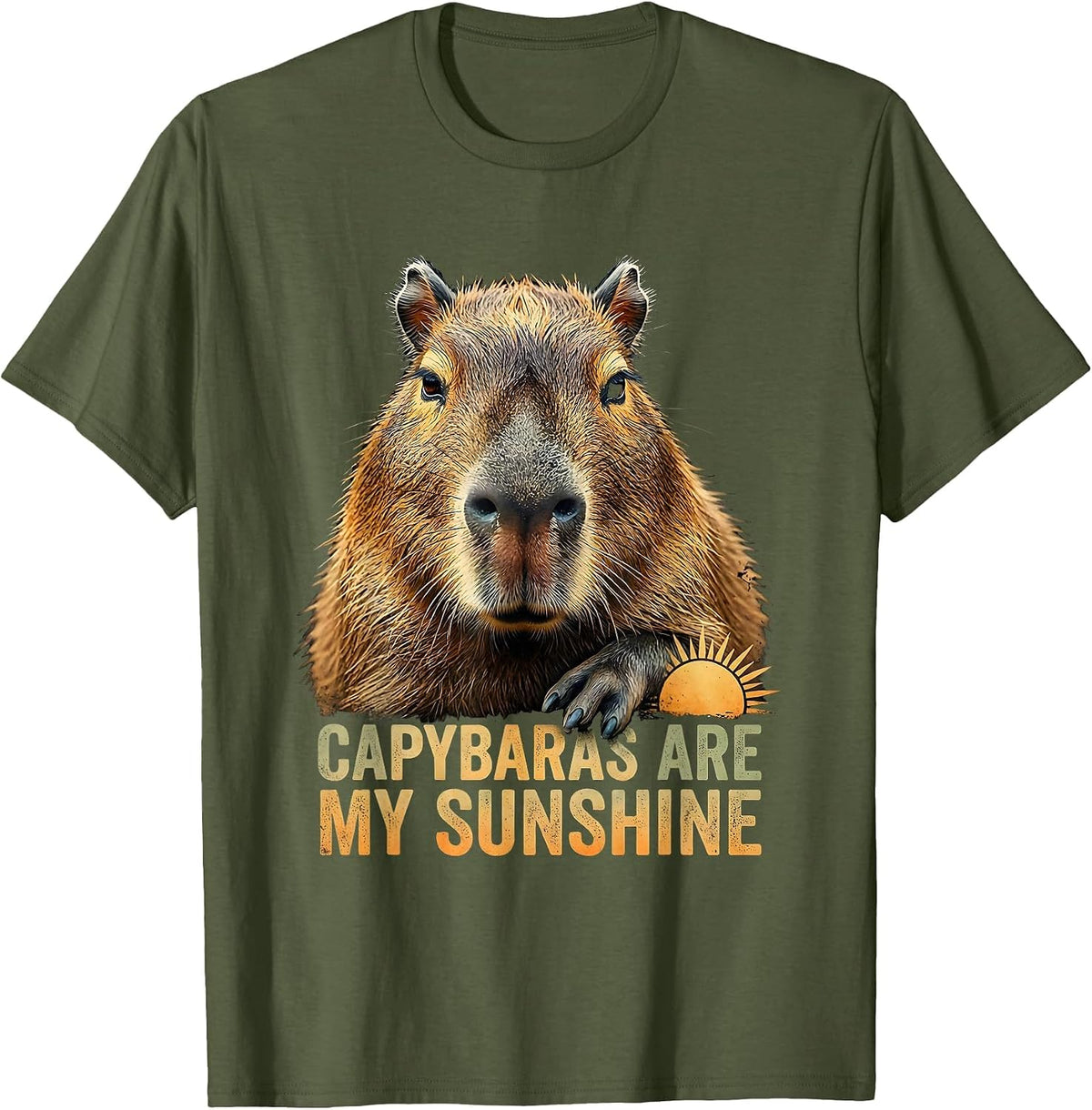 Men's Capybaras Are My Sunshine Funny Animal Meme Gamer Gift T-Shirt - Olive Green