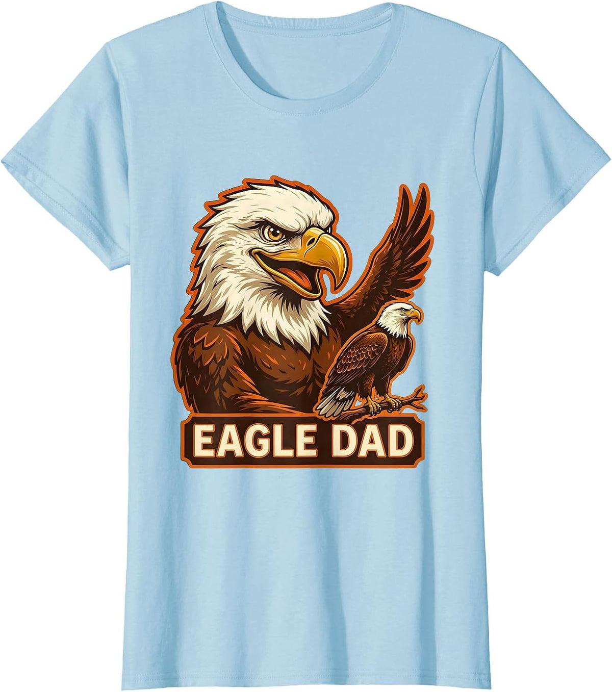 Women's Eagle Dad Retro Advertising Mascot Wildlife Lover Pride Kids T-Shirt - Baby Blue