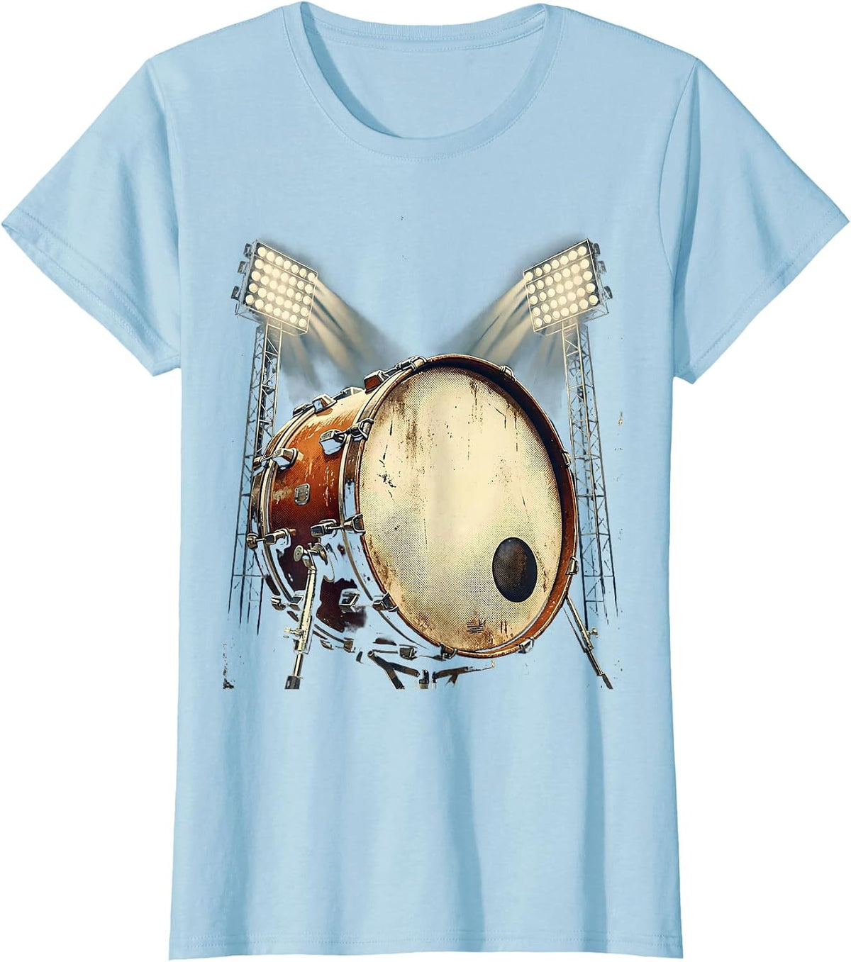 Band Mom Marching Drum Stadium Lights Graphic T-Shirt - Baby Blue