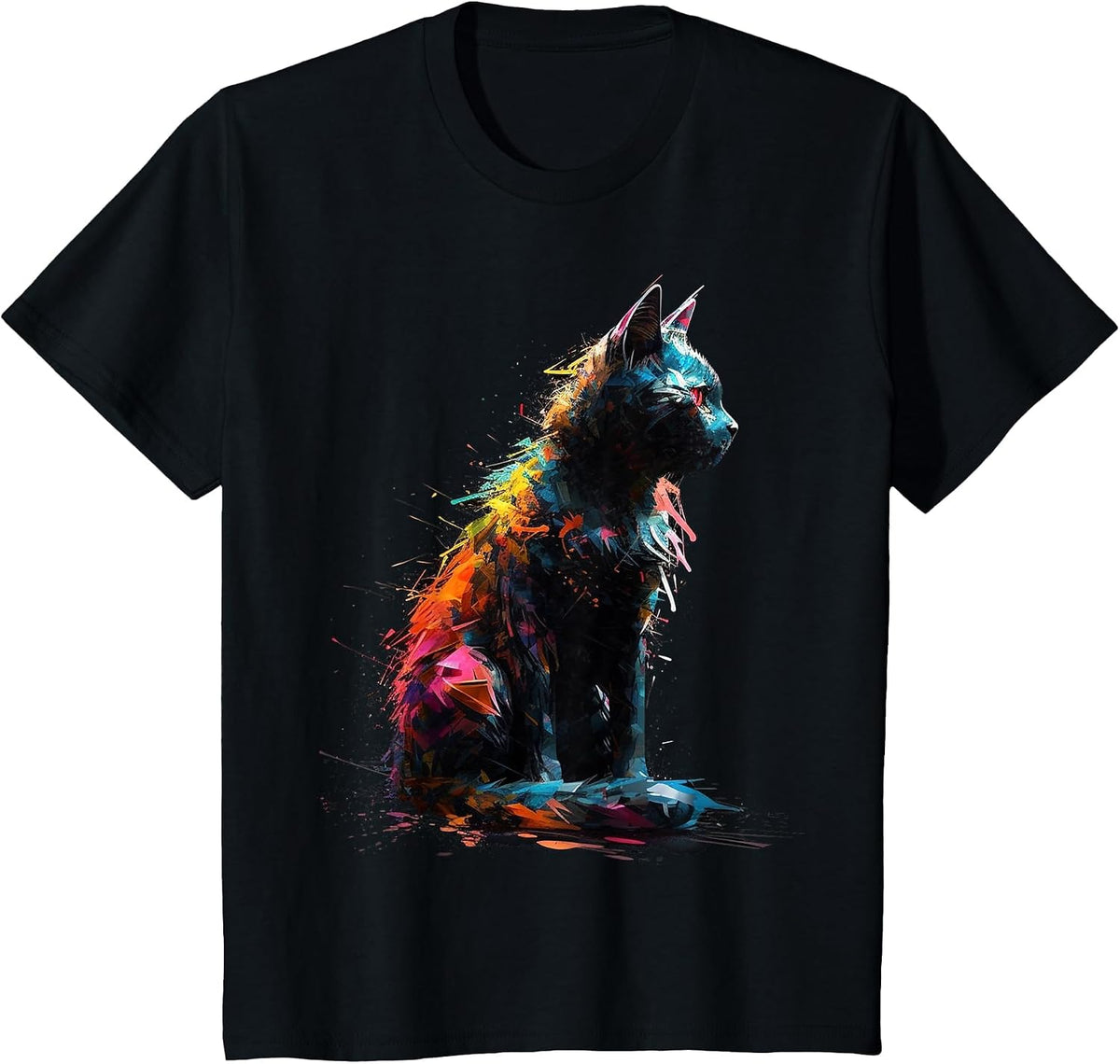 Cat Pet Animal - Art Cat T-Shirt - Black