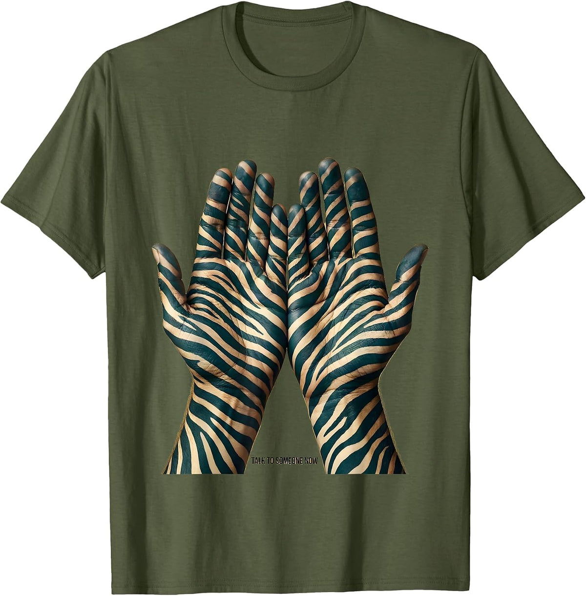 Men's Talk to Someone Now Suicide Prevention Design T-Shirt - Olive Green