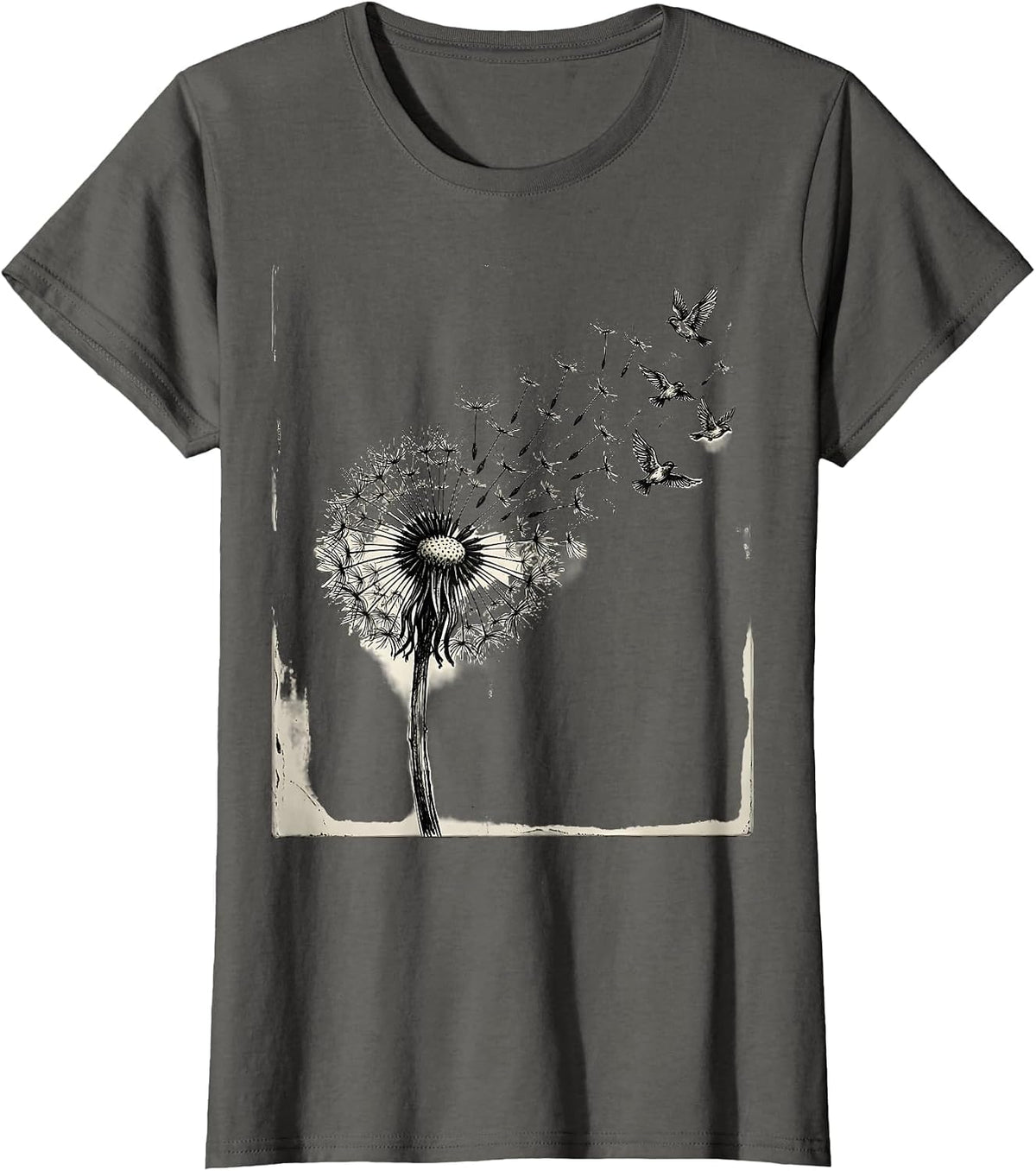 Women's Dandelion Birds Suicide Prevention Awareness T-Shirt - Asphalt Grey