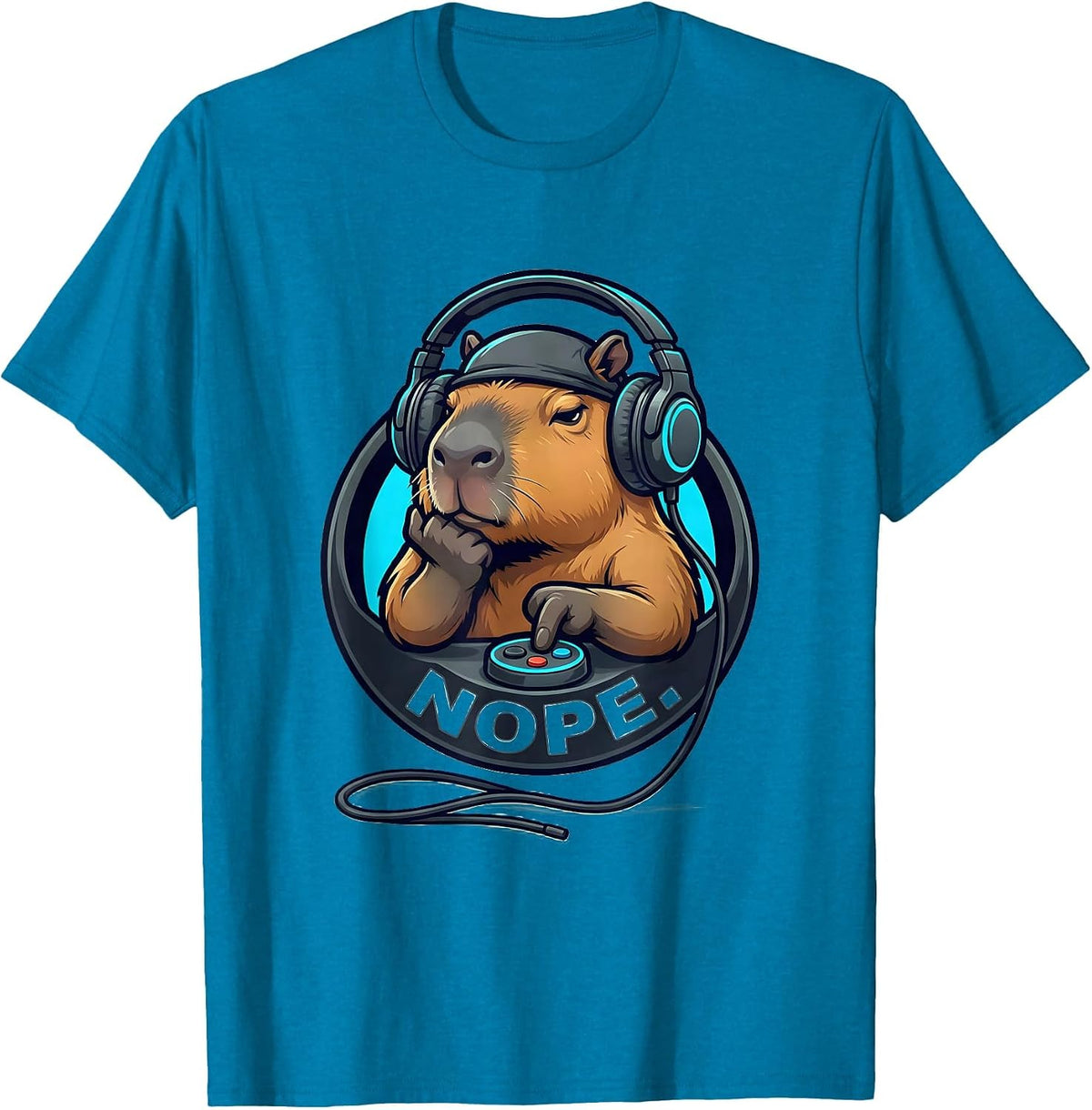 NOPE Funny Capybara Gamer Meme Humor T-Shirt - Sapphire Blue