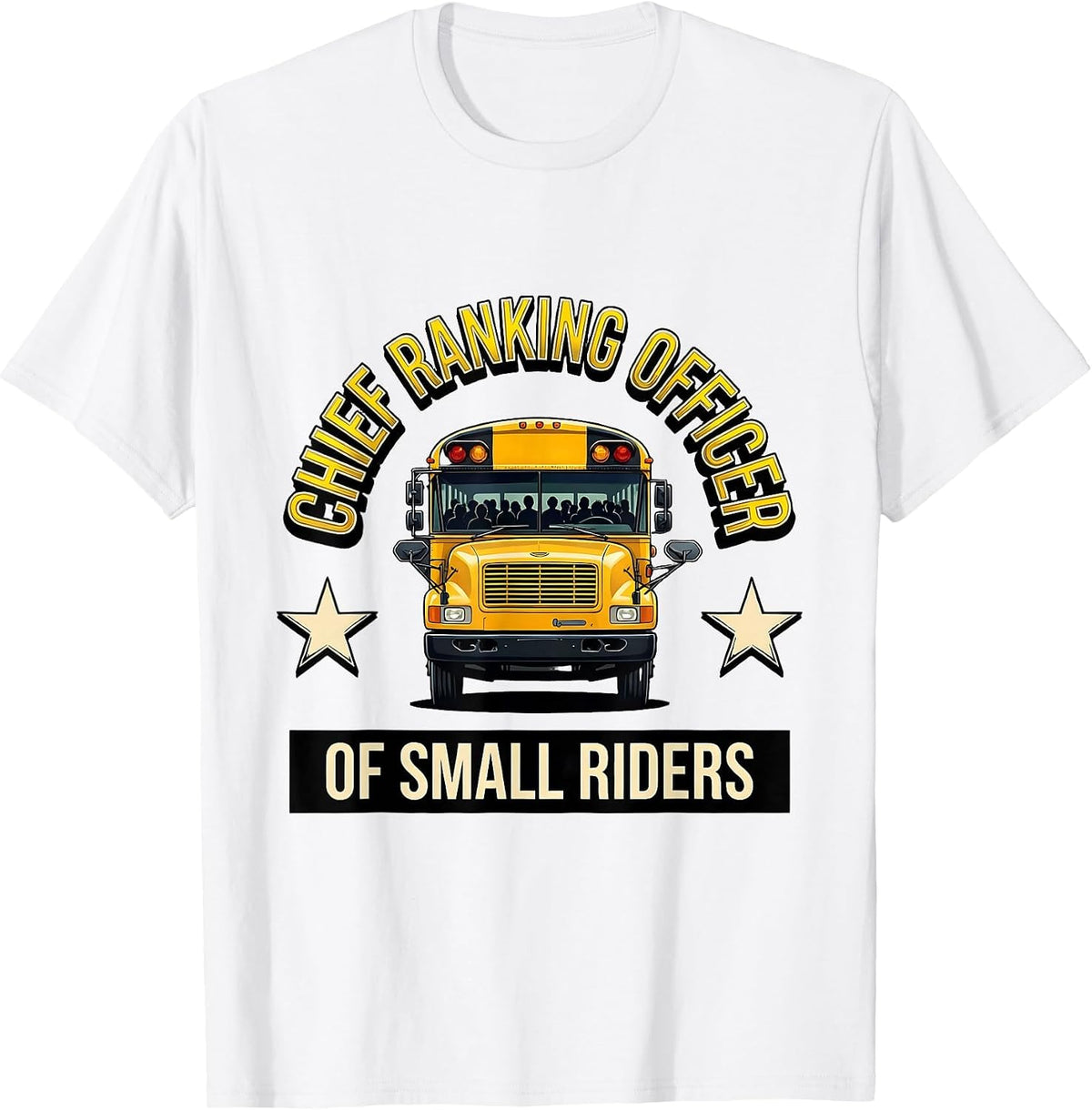 Men's Chief Ranking Officer Of Small Riders Funny School Bus T-Shirt - White