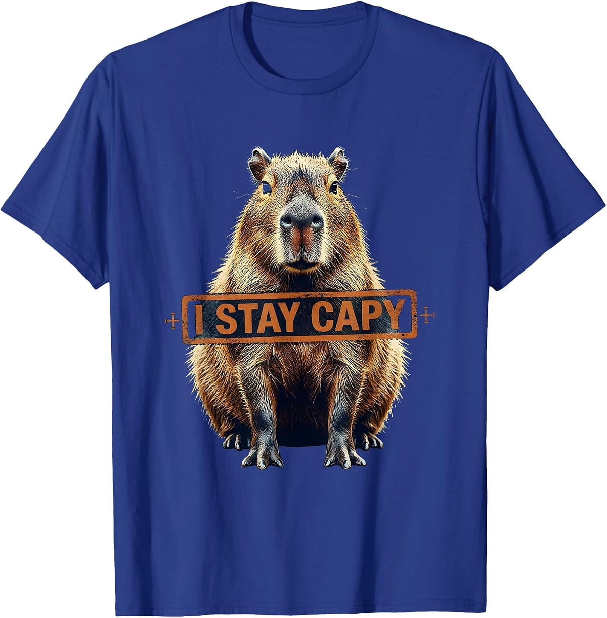 I Stay Capy Rubber Stamp Funny Capybara Meme Animal Lover T-Shirt - Royal Blue