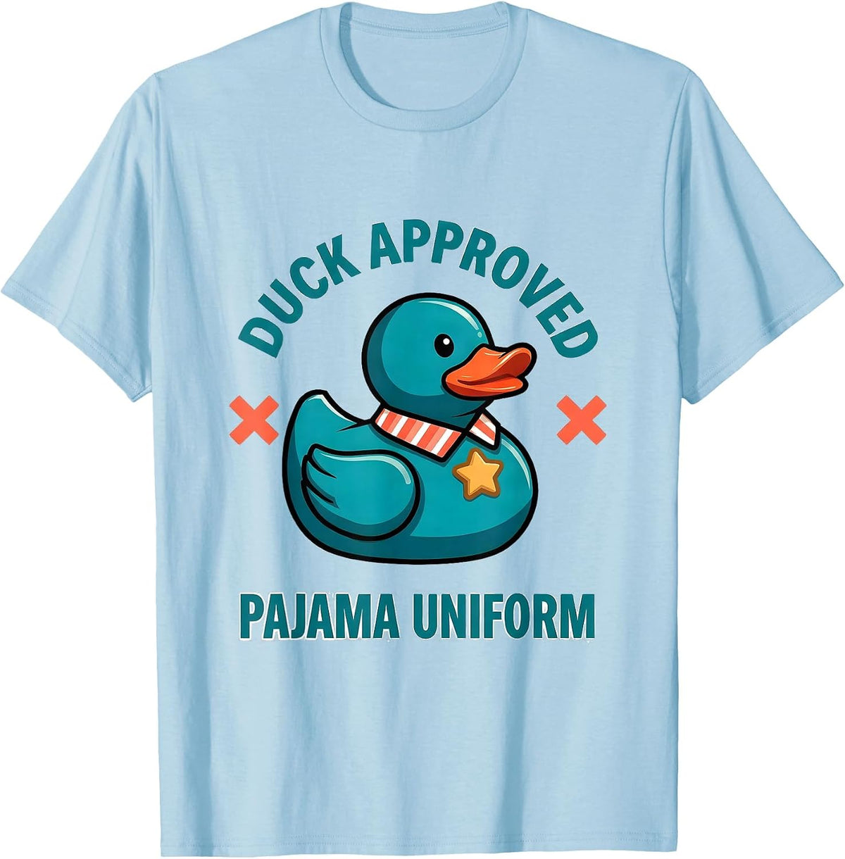 Men's Duck Approved Pajama Uniform Funny Christmas Duck Lover T-Shirt - Baby Blue