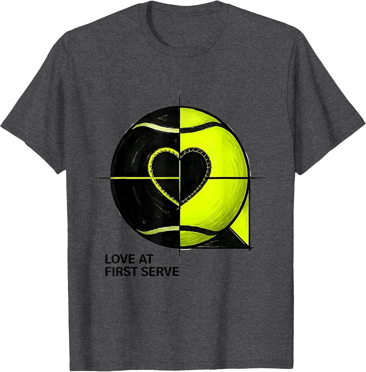 Love At First Serve Swiss International Tennis Player Pun T-Shirt - Dark Heather Grey