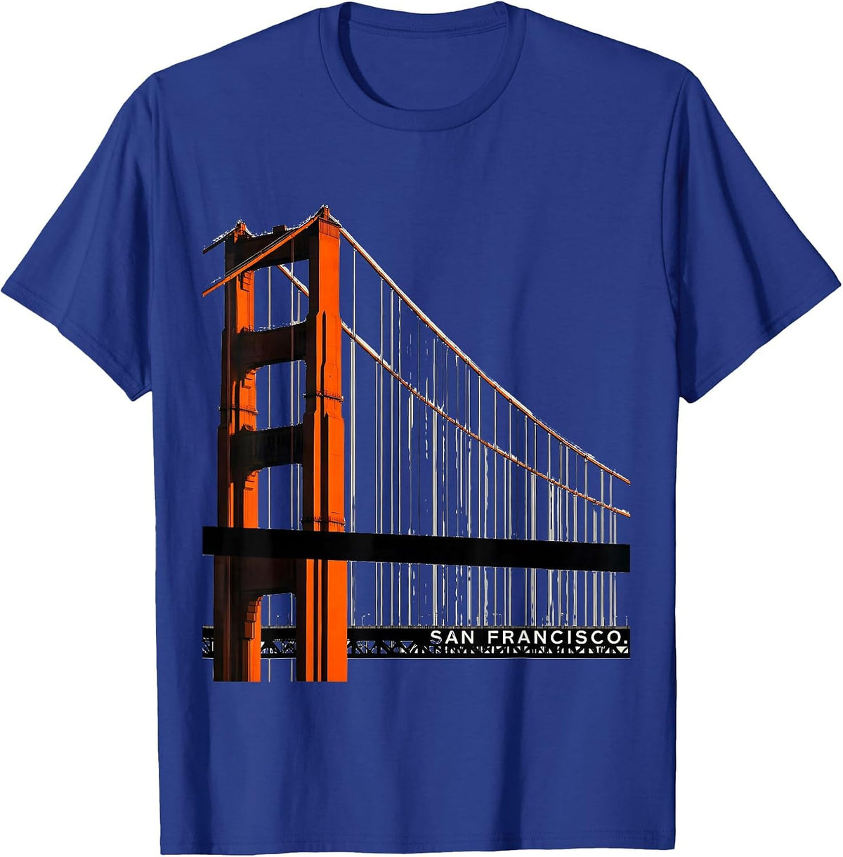 San Francisco Golden Gate Bridge Souvenir Gift Design T-Shirt - Royal Blue