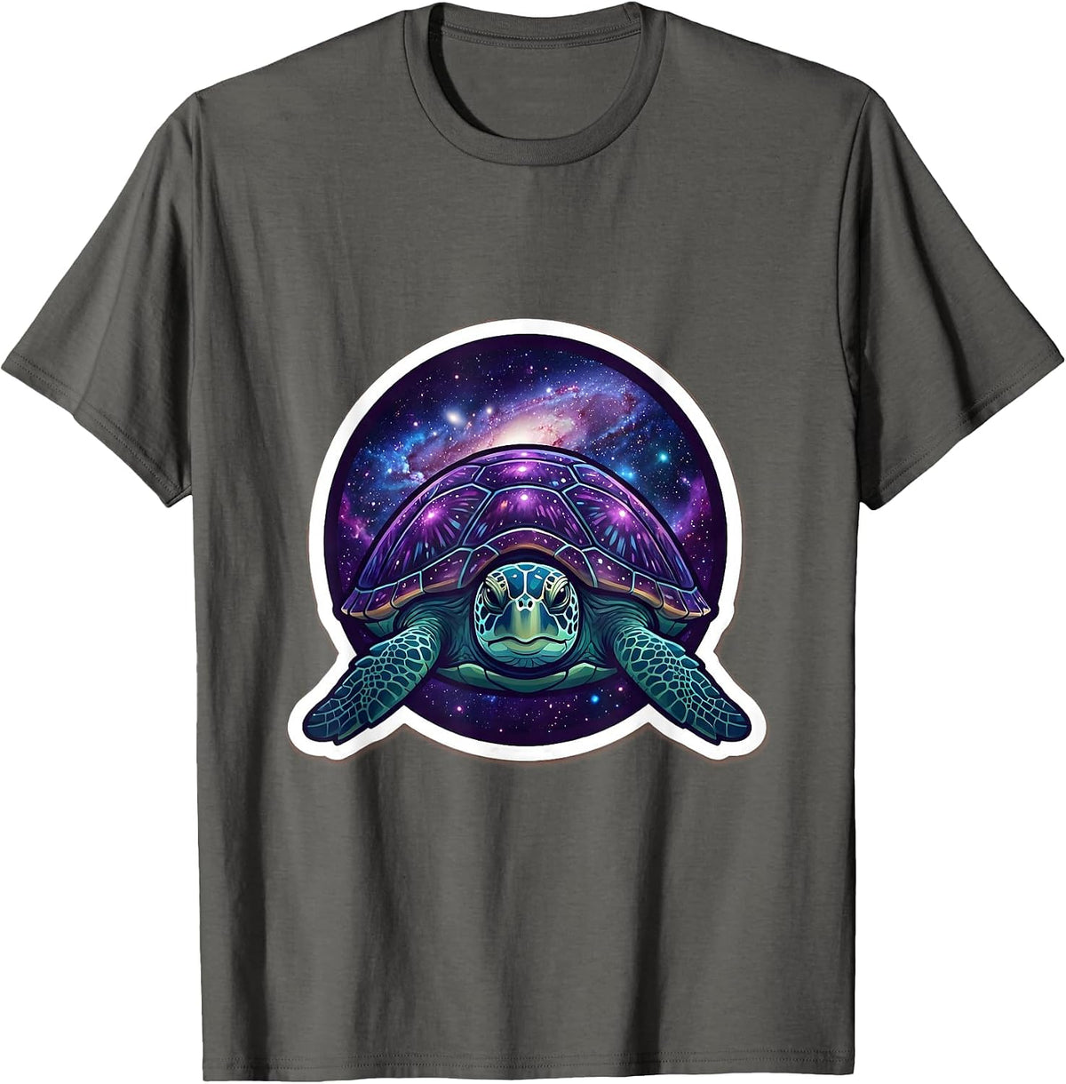 Cosmic Turtle Galaxy Shell Nature Space Art T-Shirt - Asphalt Grey