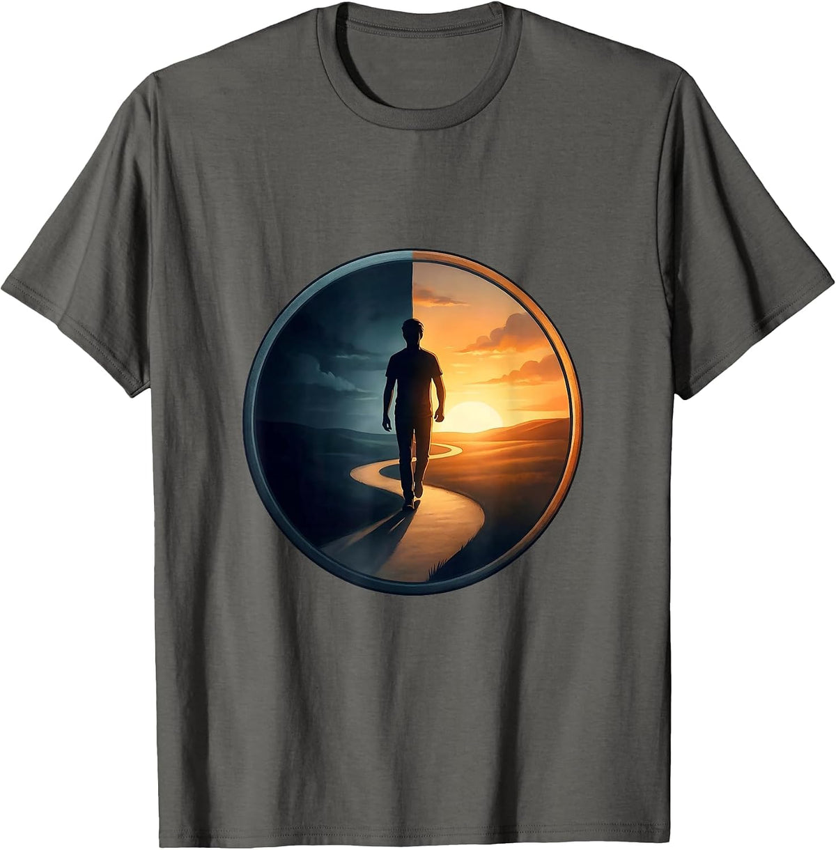 Suicide Prevention Stepping Into the Light Design T-Shirt - Asphalt Grey