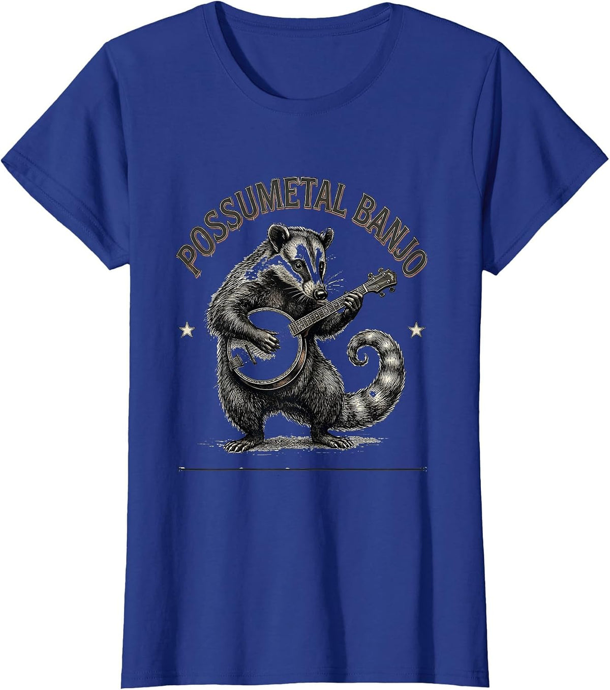 Women's Possumetal Banjo Funny Opossum Rock Music Pet Lover Gift T-Shirt - Royal Blue