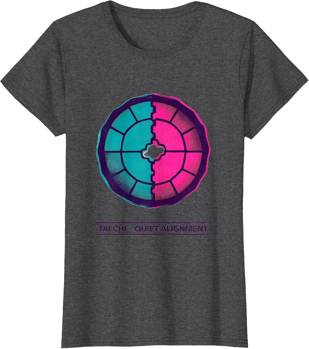 Women's Tai Chi Quiet Alignment Risograph Zen Martial Arts Gift T-Shirt - Dark Heather Grey