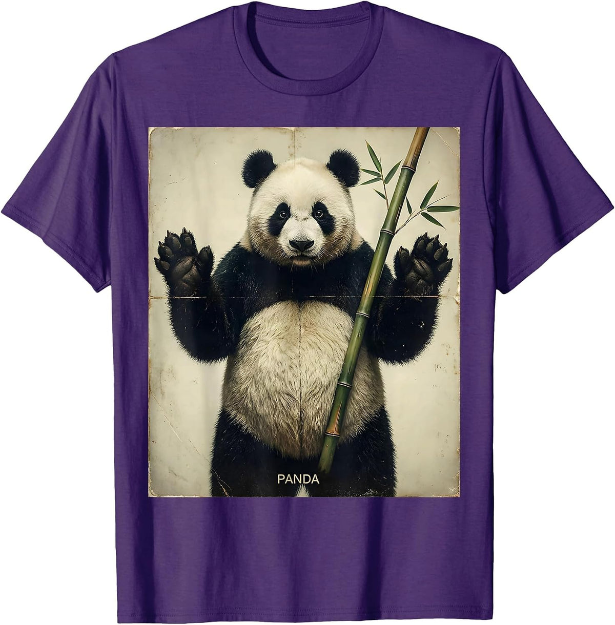 Men's Panda Vintage Halloween Animal Costume Matching Family T-Shirt - Purple