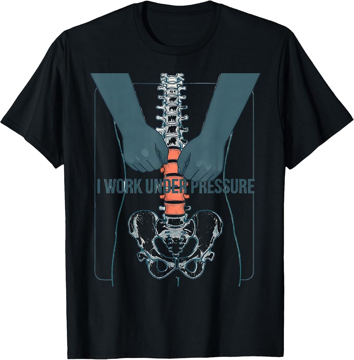 Men's I Work Under Pressure Funny Physical Therapist PT Massage T-Shirt - Black