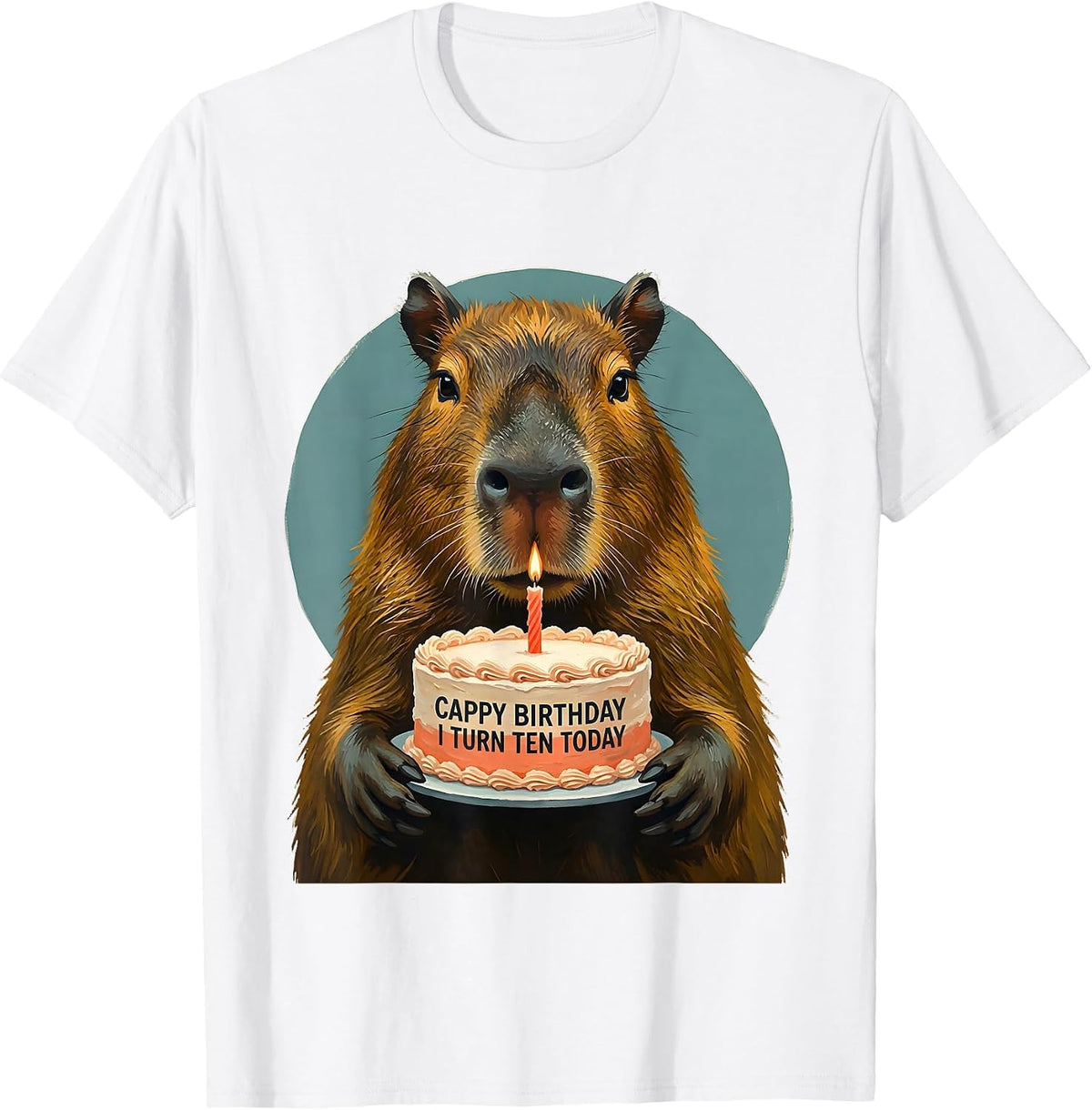 Cappy Birthday I Turn Ten Today Kawaii Capybara 10th T-Shirt - White