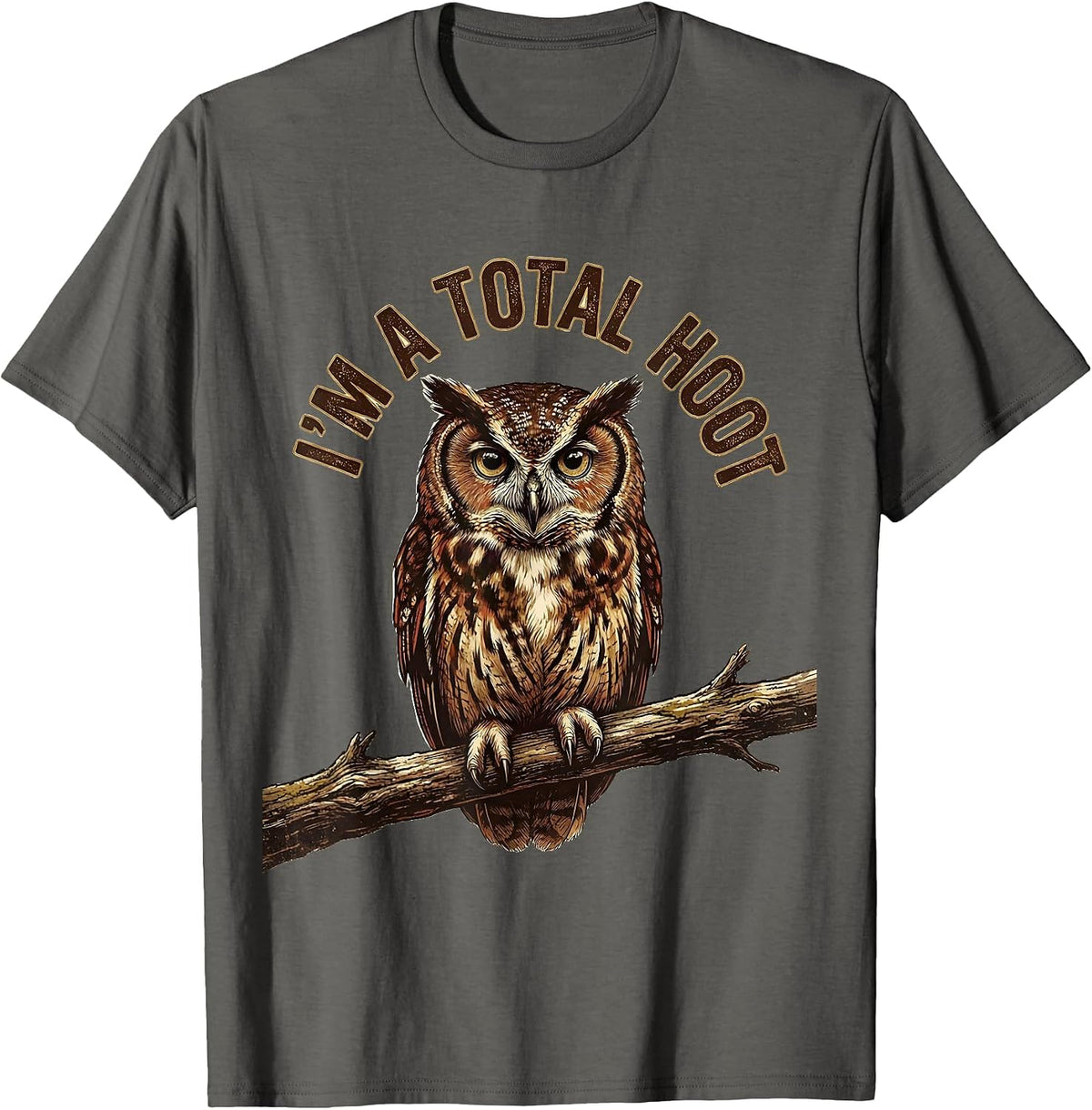 Men's I'm A Total Hoot Vintage Owl Lover Birdwatcher Humor T-Shirt - Asphalt Grey