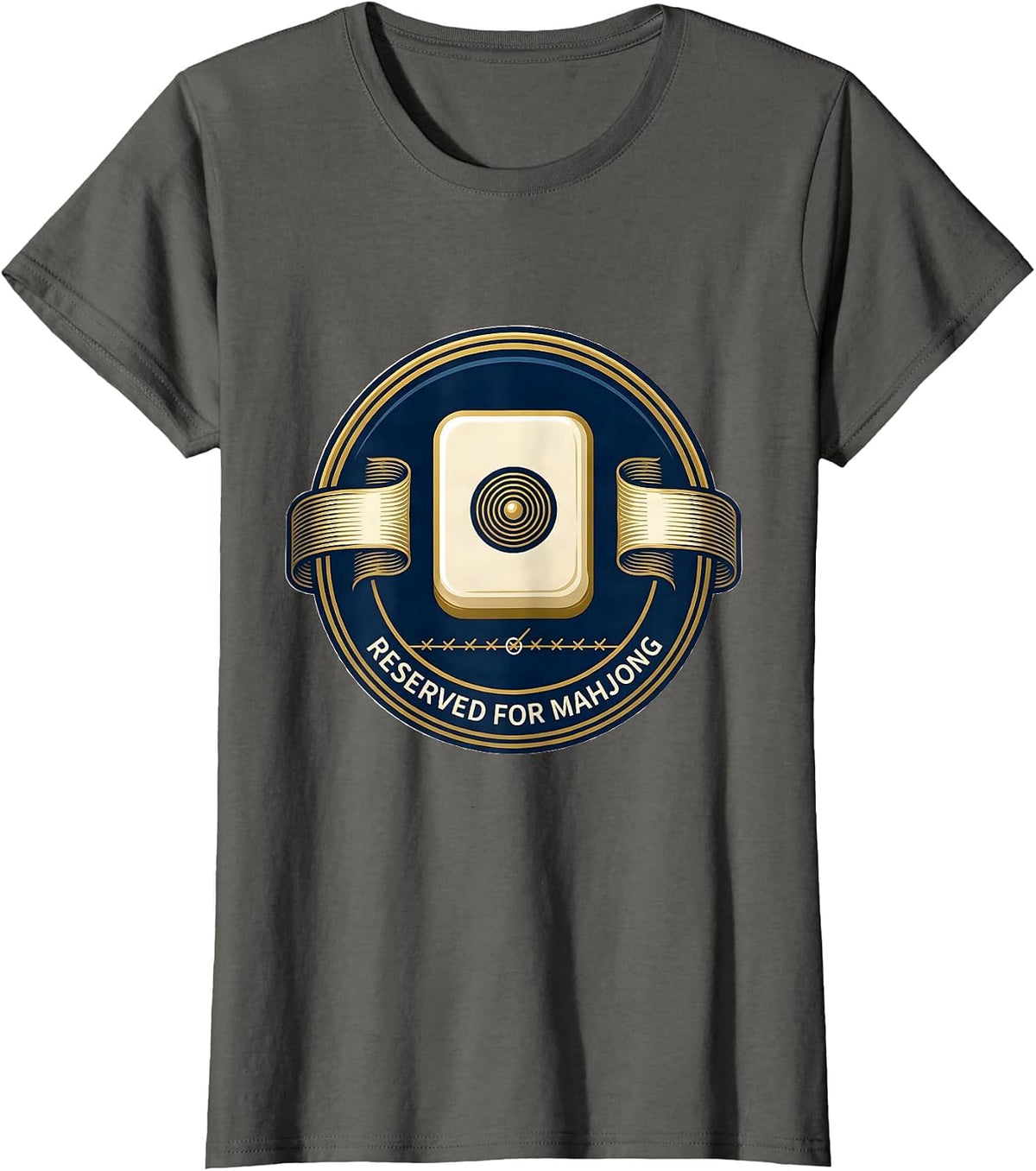 Women's Reserved For Mahjong Funny Mahjong Lover Tile Game Humor T-Shirt - Asphalt Grey