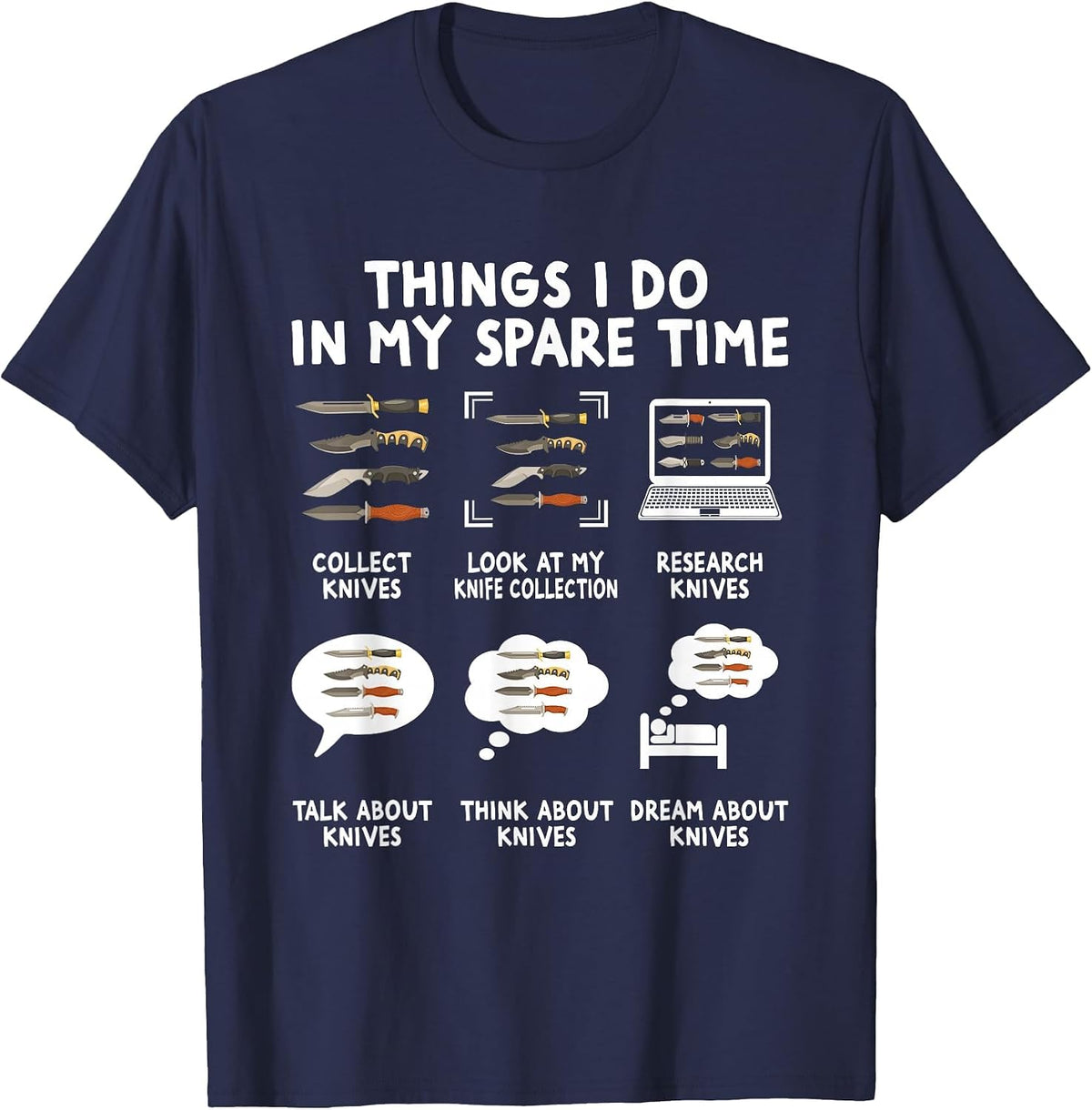 Knife Collector Maker Bladesmith Blacksmith Knives Forging T-Shirt - Navy Blue