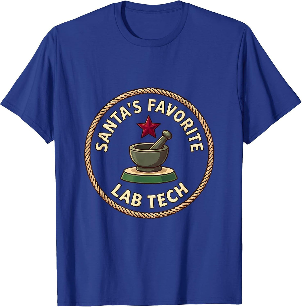 Santa's Favorite Lab Tech Funny Pharmacy Tech Christmas T-Shirt - Royal Blue