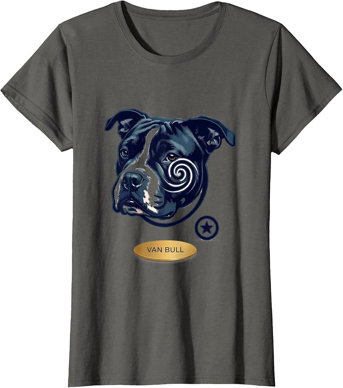 Women's Van Bull Minimalist Bull Terrier Van Gogh Starry Night Breed T-Shirt - Asphalt Grey
