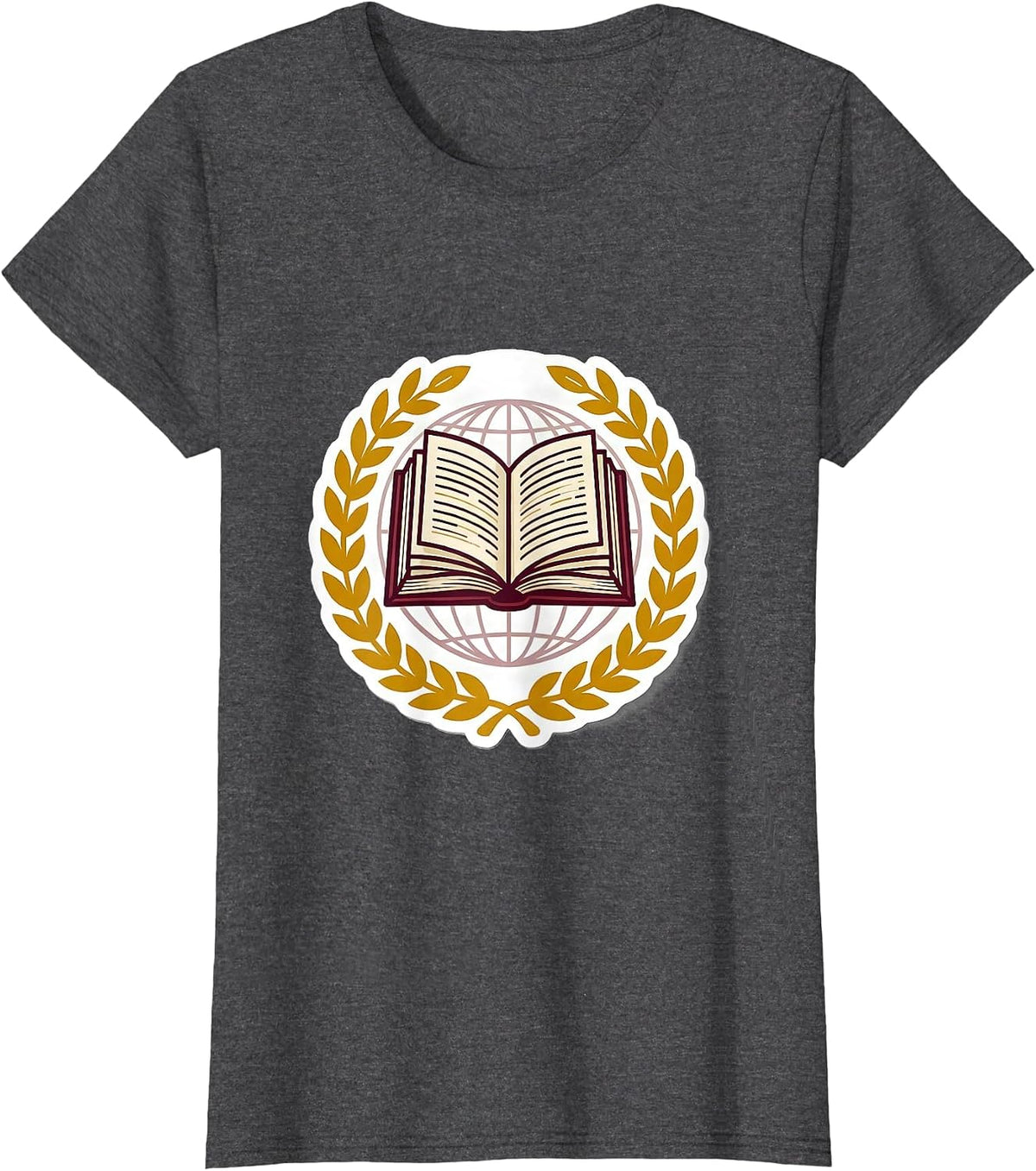 Women's Circular History Badge Teacher Classroom Sticker Style T-Shirt - Dark Heather Grey