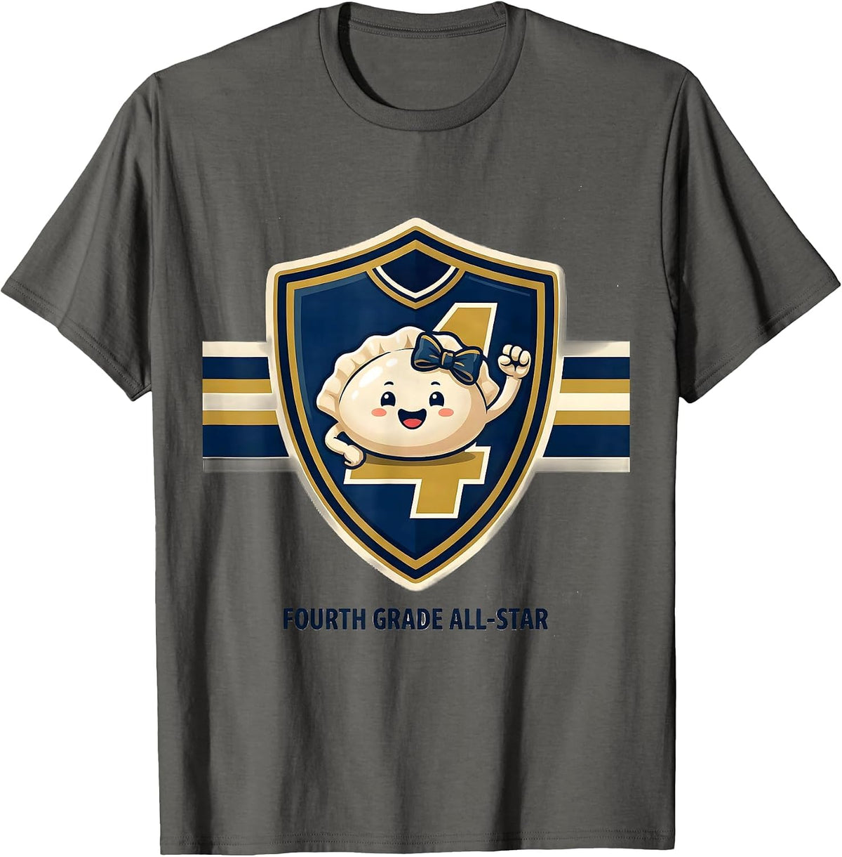 Men's Fourth Grade All-Star Cute Dumpling Back to School Girl T-Shirt - Asphalt Grey