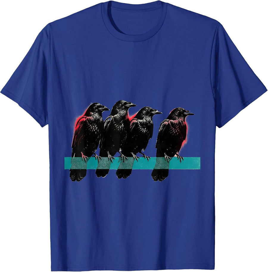 Crow Flock Silhouettes Dark Humor Gothic Bird Lover T-Shirt - Royal Blue