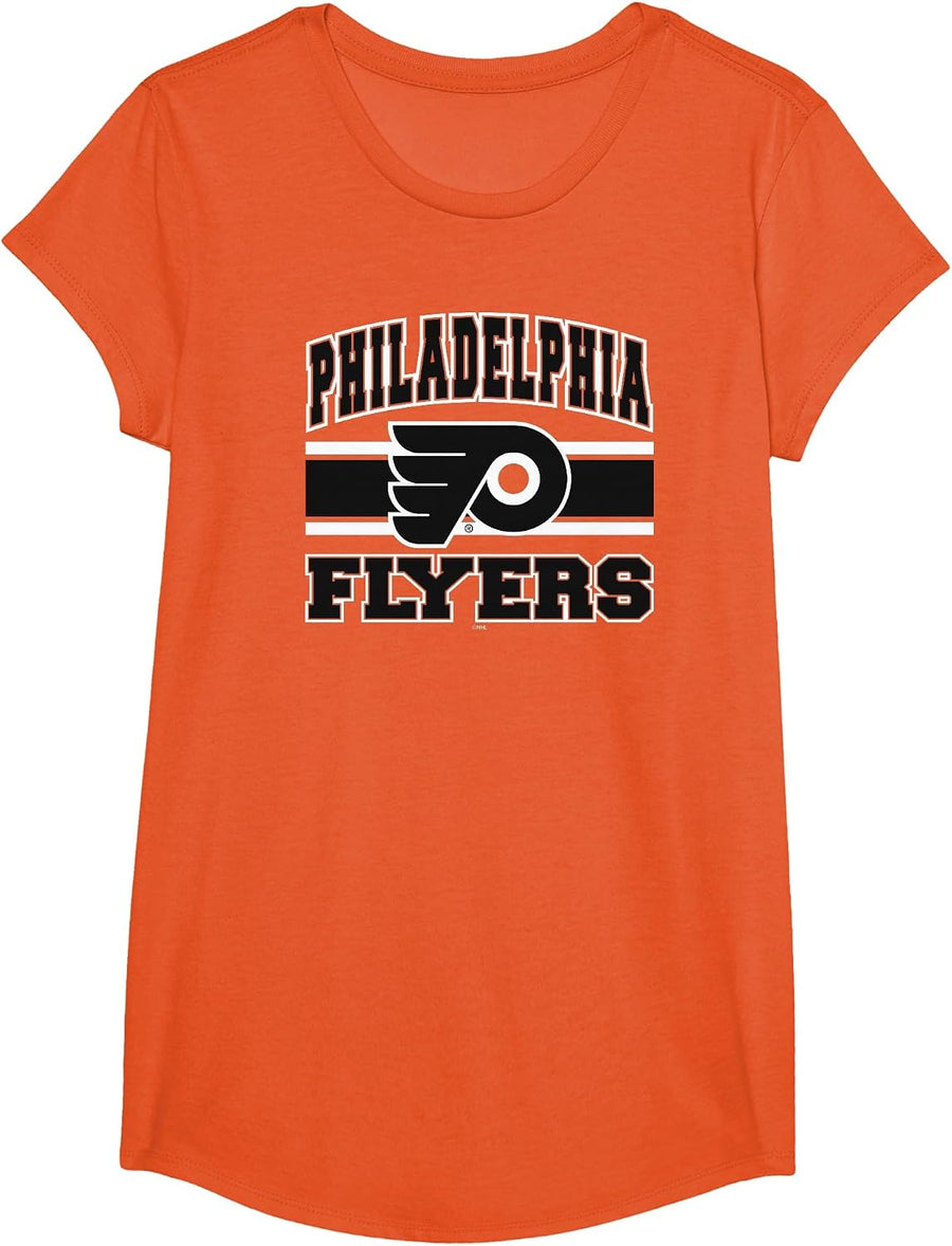 Philadelphia Flyers Stripe Orange Officially Licensed T-Shirt - Girls Orange